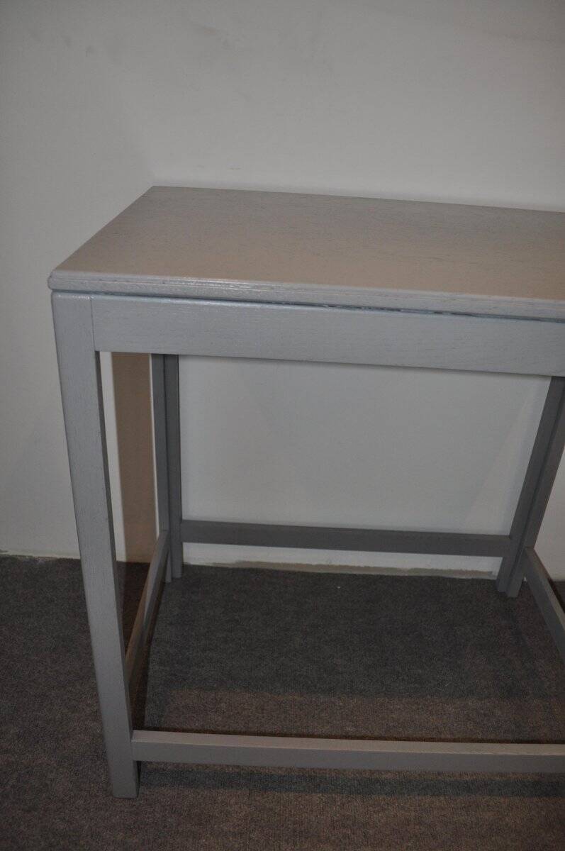 Compact Art Deco table in painted grey wood, small square tray - circa 1930