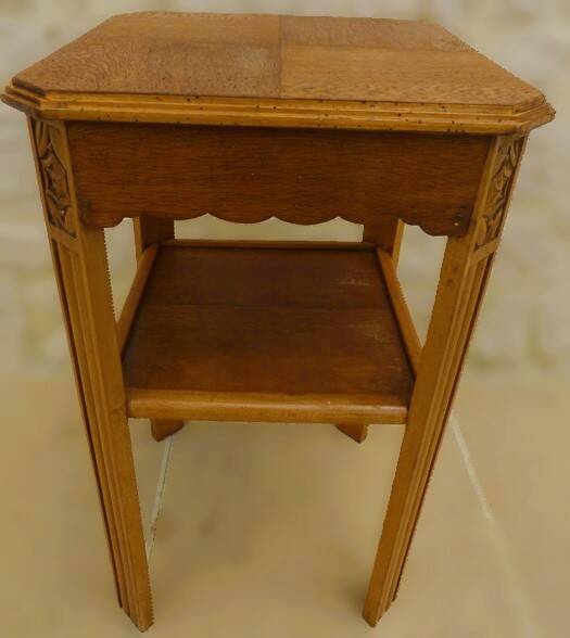Small art deco style piece of furniture with one drawer and one shelf