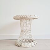 White rattan wicker table or side table