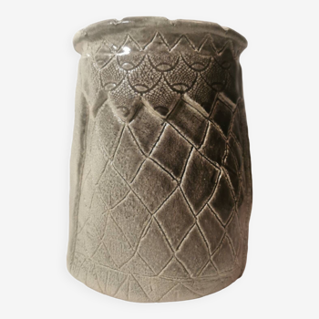 Vase en céramique ou cache pot de couleur gris beige