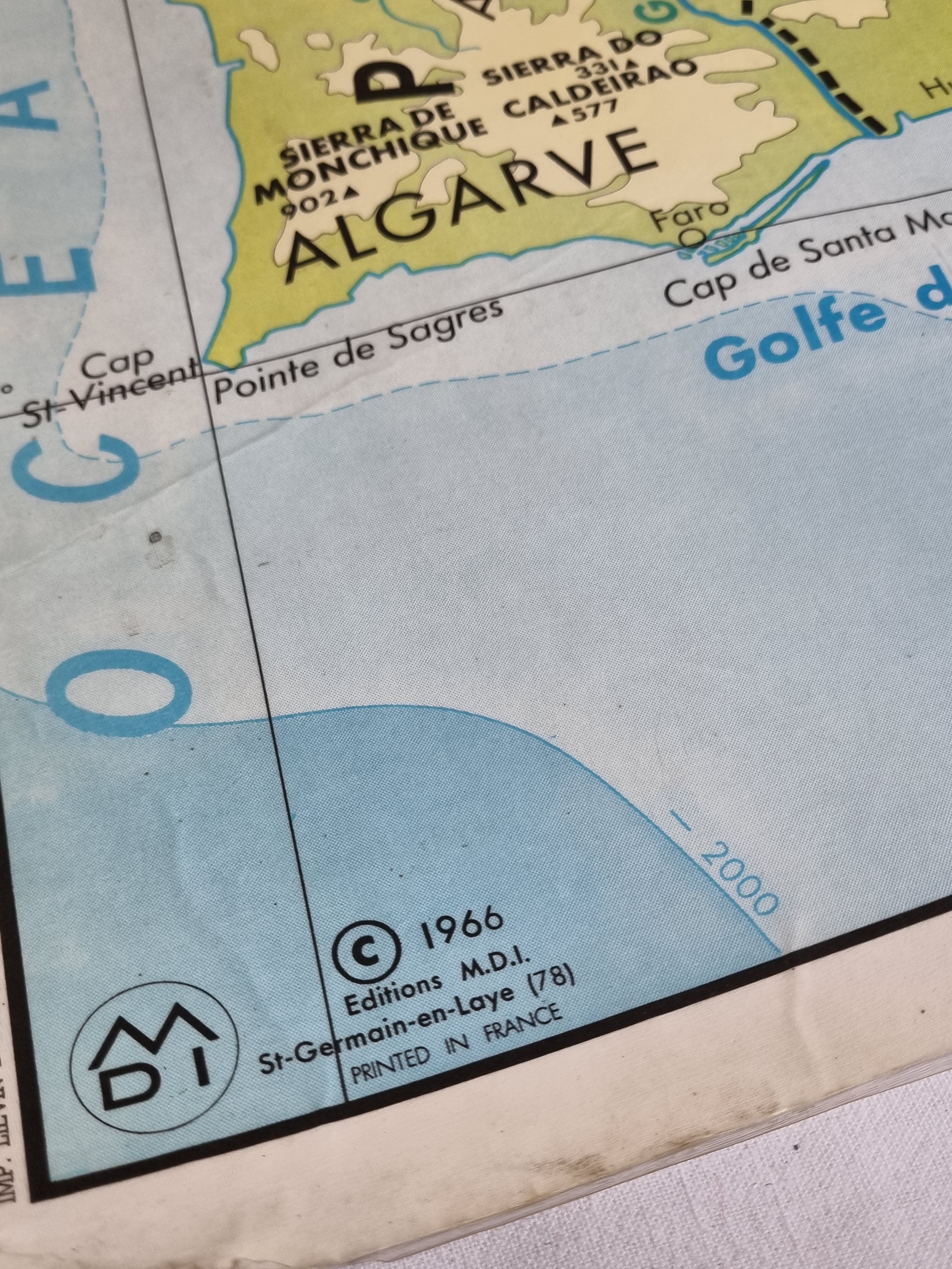 MDI Pedagogical Map, 1966, physical map of the Iberian Peninsula