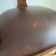 Vintage office chair in wood and brown studded leather late nineteenth