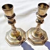 Candle holder of the brand E.P.N.S. hexagonal base 1 pair in silver metal