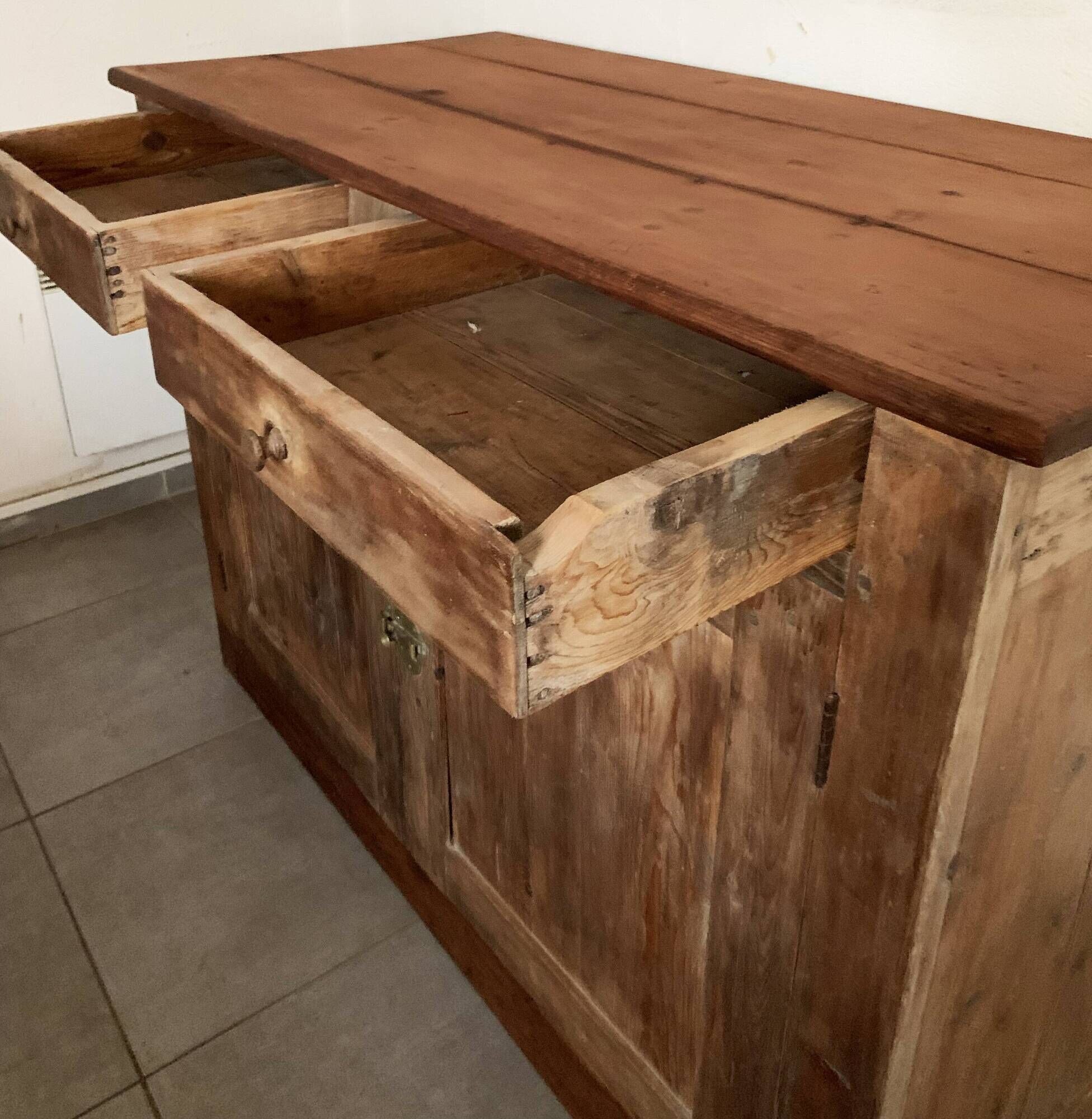 Vintage parisian buffet of the 50s in oak wood