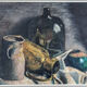 Still life signed Tarayre dated 1953, beautiful carved wood frame 78x90 cm SB