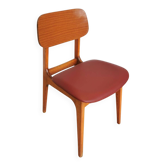 Vintage Beech Wood Dining Chair: Red Faux Leather, Made in Yugoslavia