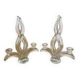 Pair of Vannes crystal candlesticks