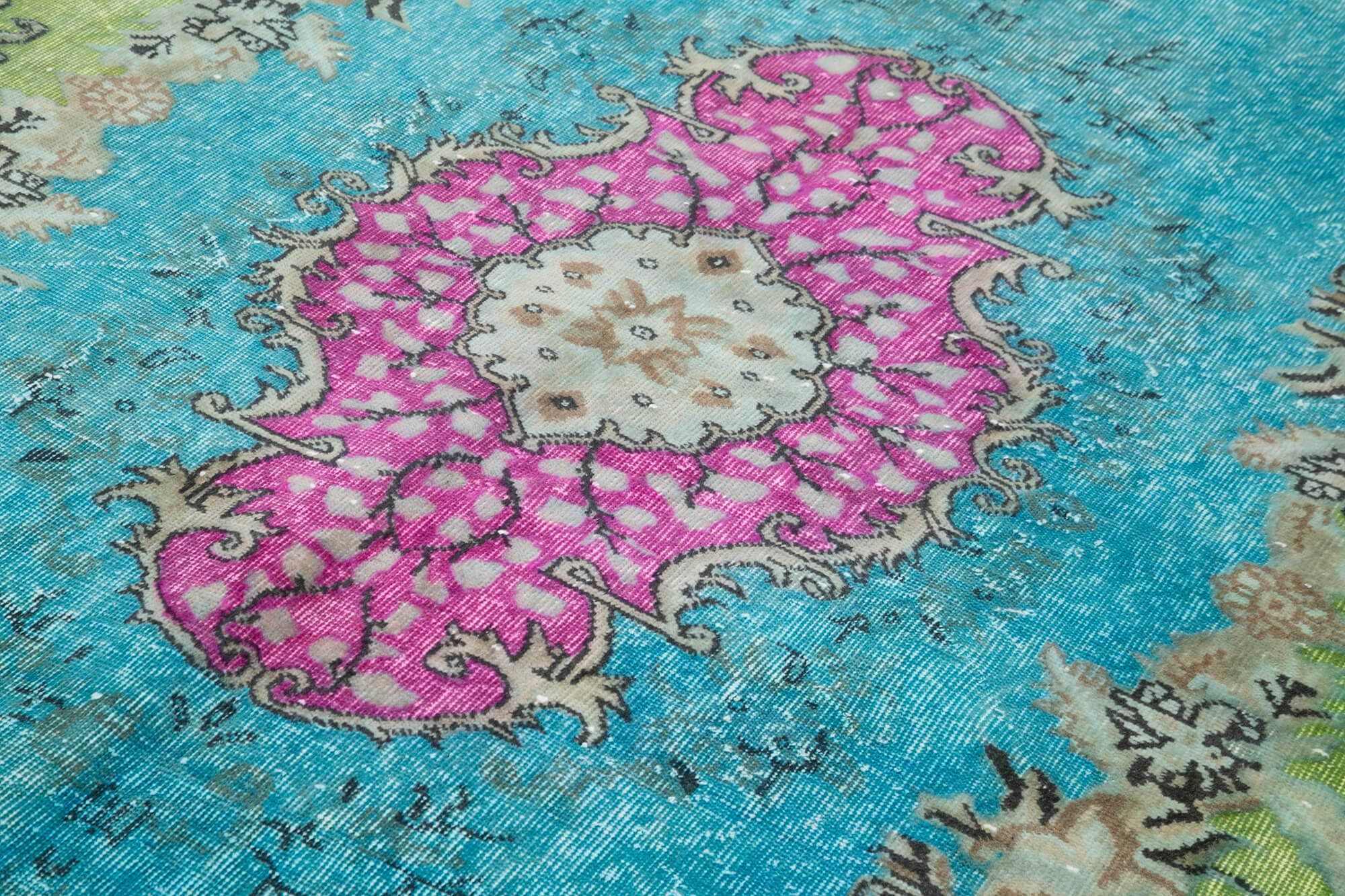 Hand-knotted rustic anatolian 1980s 198 cm x 315 cm multicolor carpet