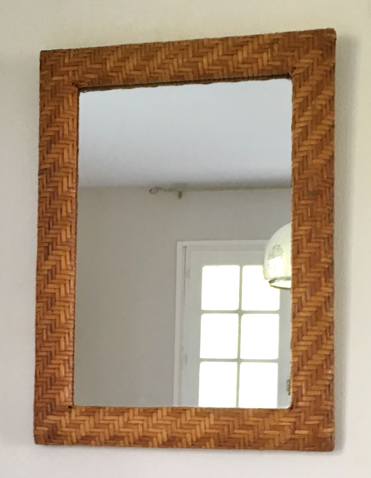 Mirror braided rattan frame 1970 39x54cm