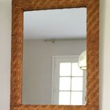 Miroir cadre rotin tressé 1970 39x54cm