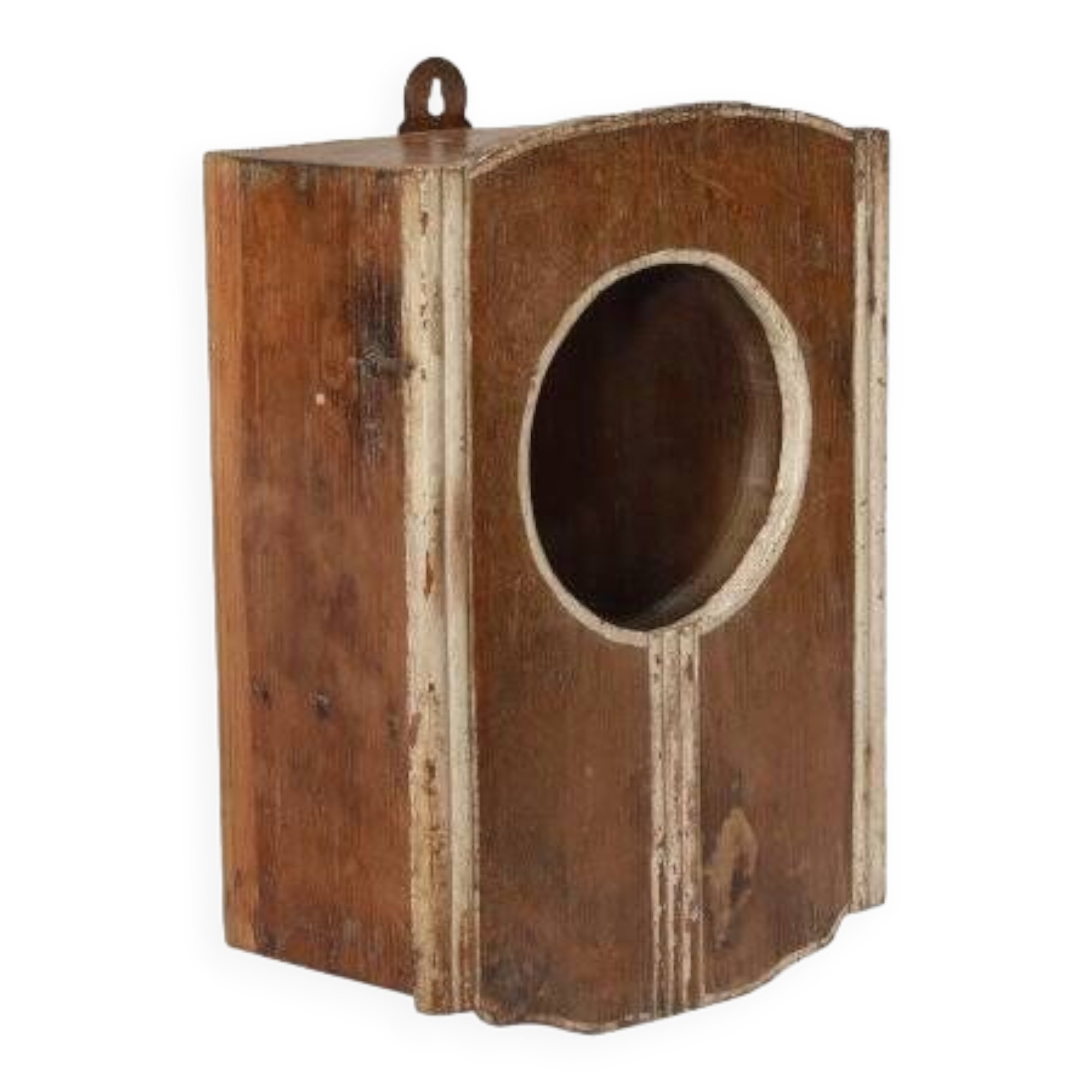 Small old wall display case clock box patina original india