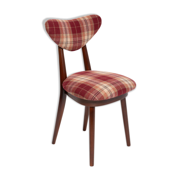 Chaise classique écossaise en motif tartan rouge bordeaux milieu du siècle, Europe, 1960s