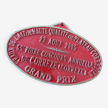 Plaque de concours agricole rouge