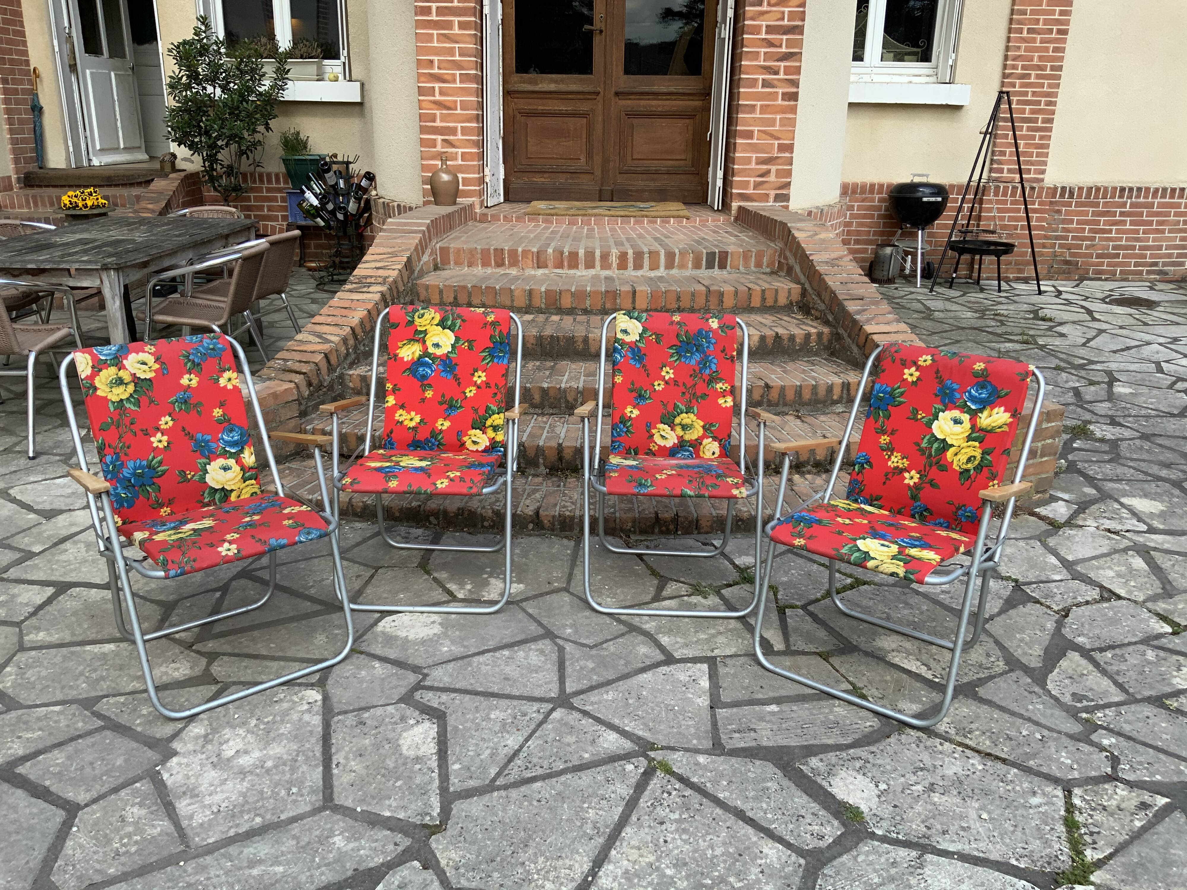 Fauteuils de jardin pliants vintage