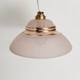 Suspension in pink and gold granite glass, portable lamp