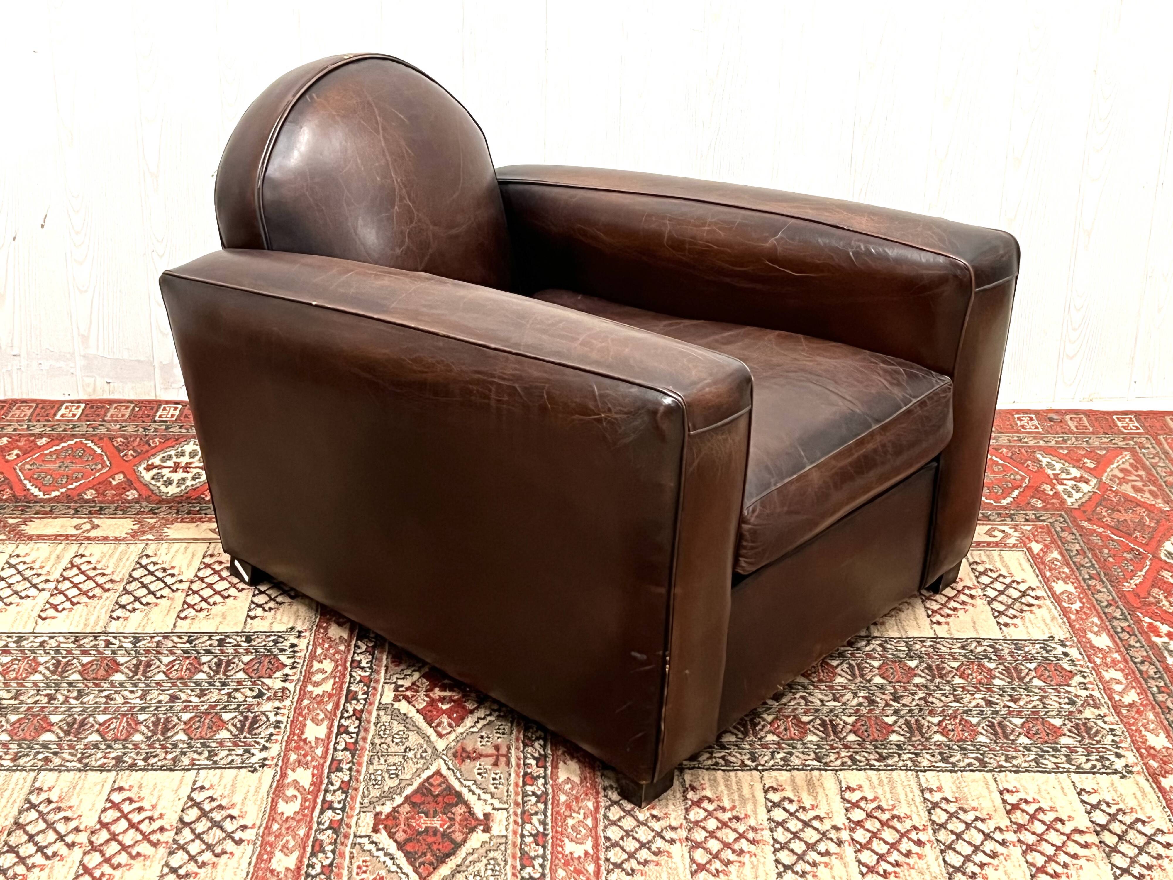Leather club armchair