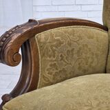 1960s, Danish highback armchair, furniture wool, solid oak wood.