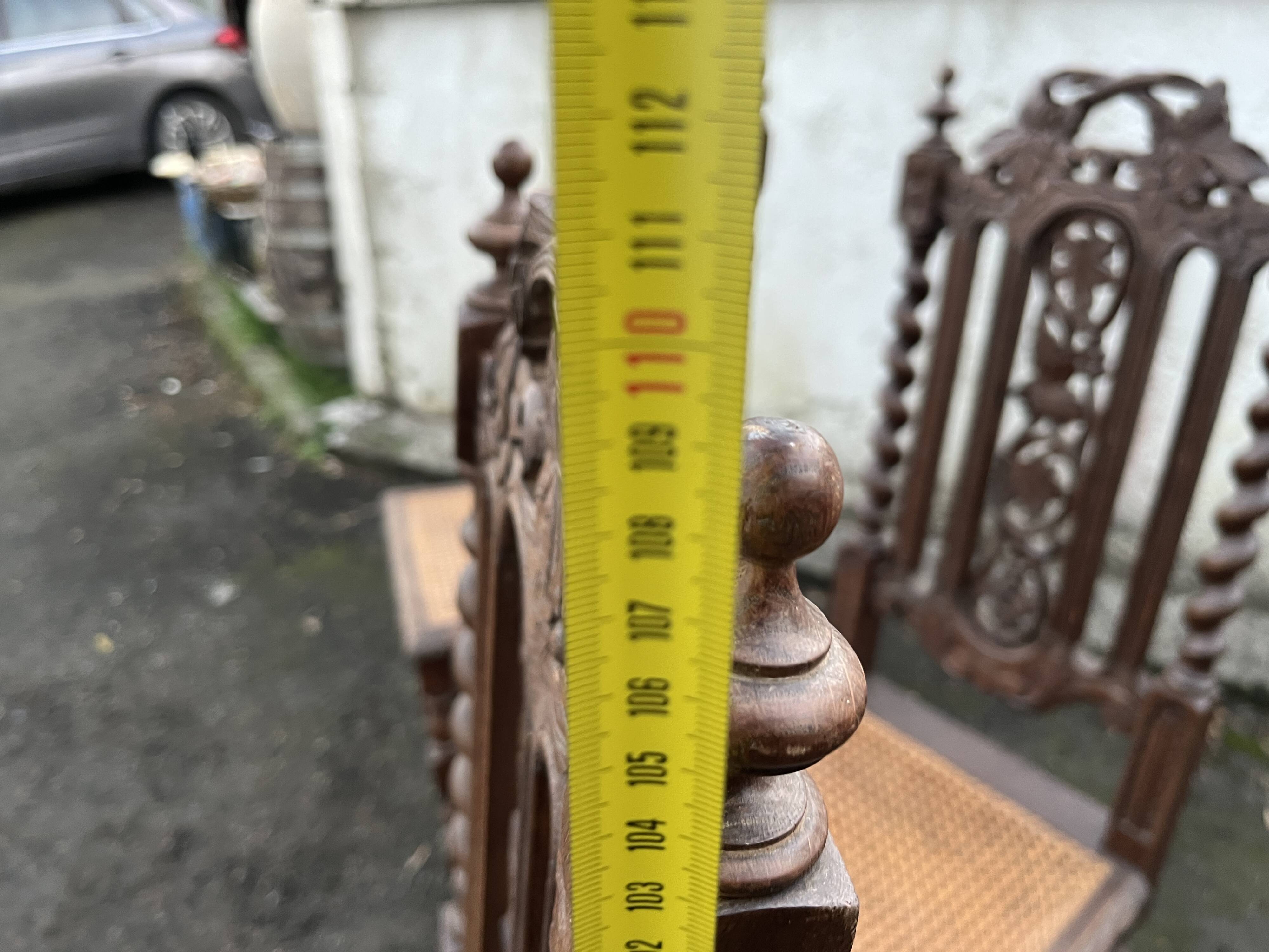 4 Henri II style chairs with twisted columns and cane seats