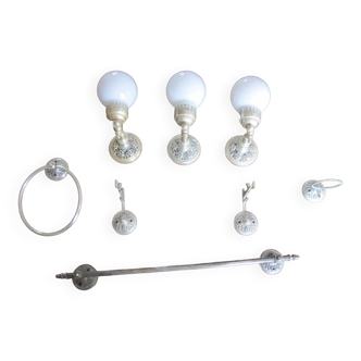 Set of antique silver bathroom elements