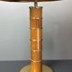 Midcentury pencil reed rattan bamboo and brass table lamp, 1960s