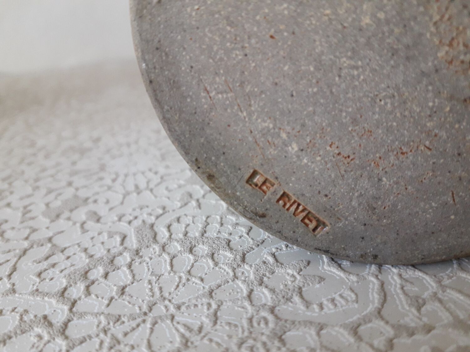 Set of 3 enameled stoneware pots with herbarium motifs Le Rivet