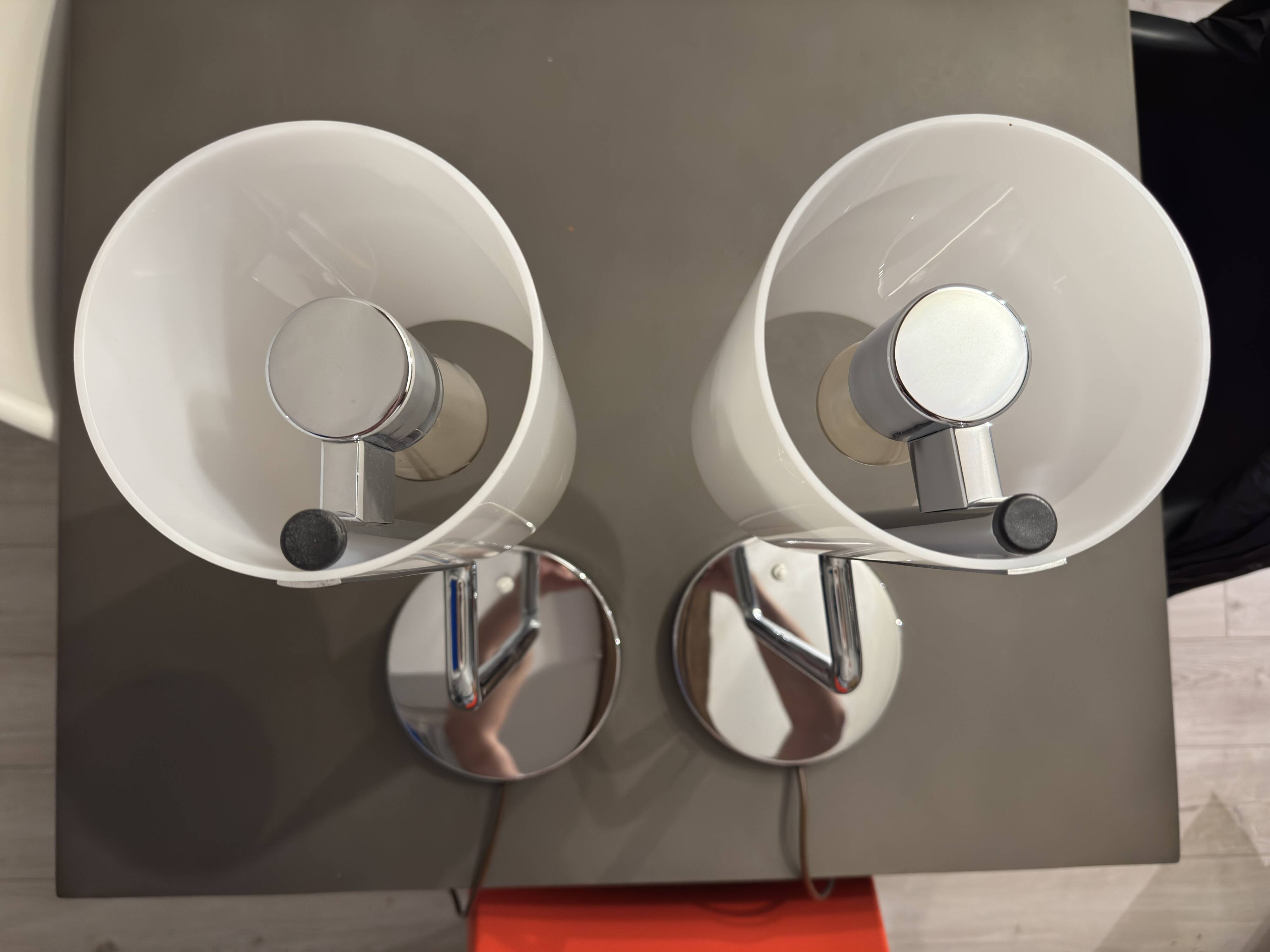 Pair of vintage chrome design lamps – MOOS Switzerland – Italian style