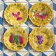 Set of 4 Sarregurmines Fruits barbotine plates