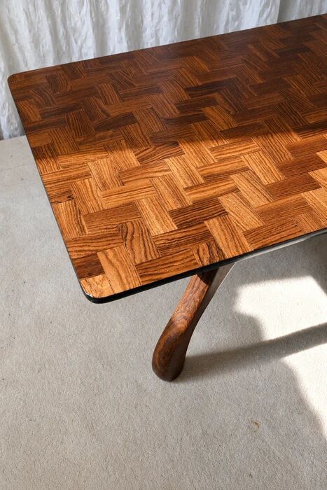 Don S. Shoemaker cocobolo parquet coffee table for Señal S.A., Mexico 1960s