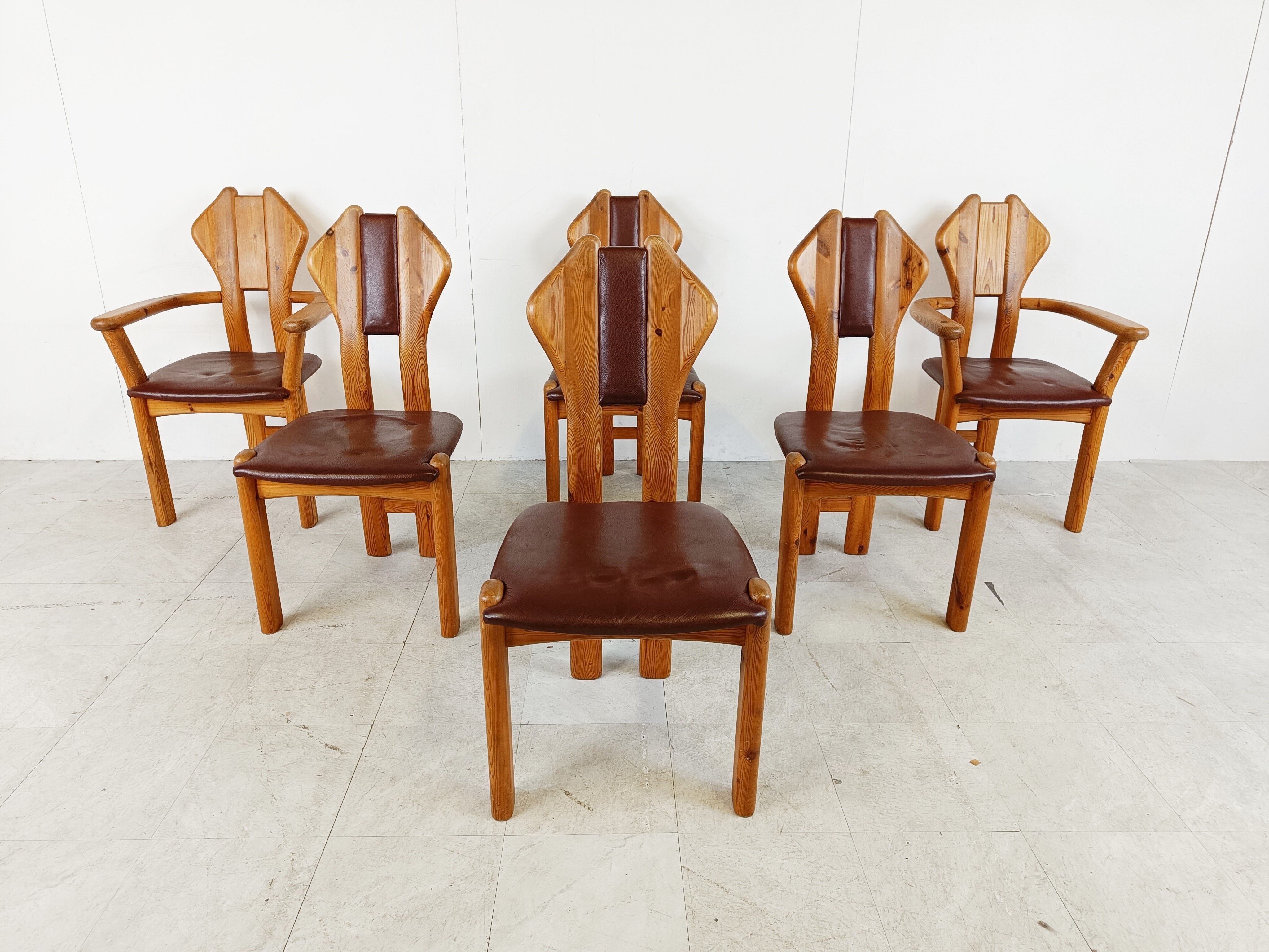 Chaises de salle à manger vintage en bois de pin - années 1970