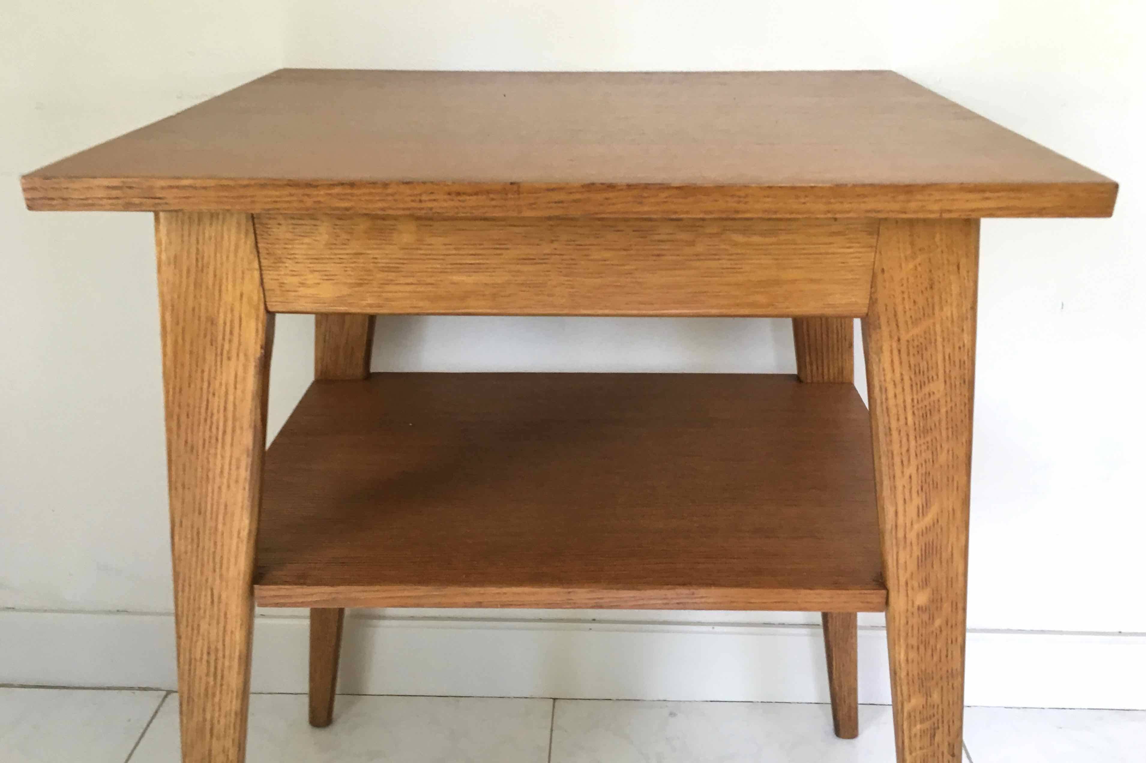 1950 compass foot pedestal table in light wood, side table, side table