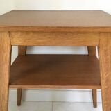 1950 compass foot pedestal table in light wood, side table, side table