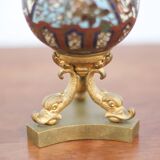 Cloisonné enamel lamp with bronze dolphin base, Napoleon III lamp, table lamp