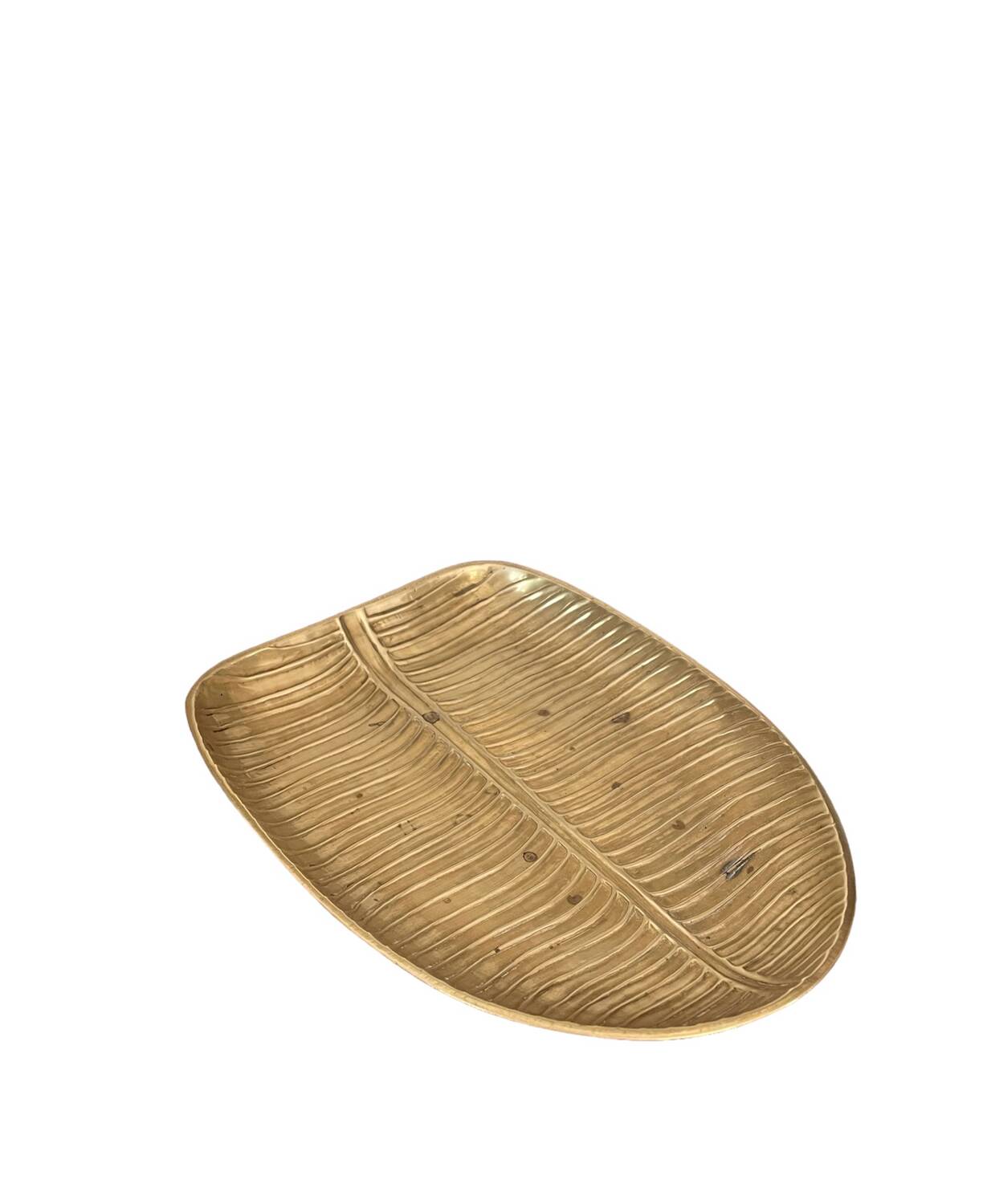 Vintage solid brass leaf pocket 20cm