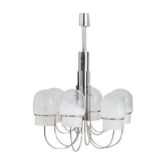 Italian Murano Hexagonal Hand Blown Glasses Chandelier by Paolo Venini, 1960s