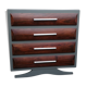 Gray chest of drawers wooden drawers year 1950 foot mustache shape