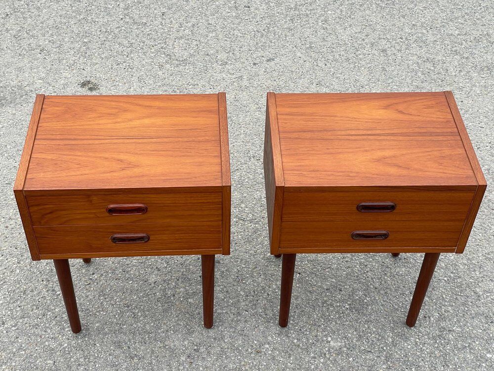 Set of 2 modernist Danish teak bedside tables, 1964