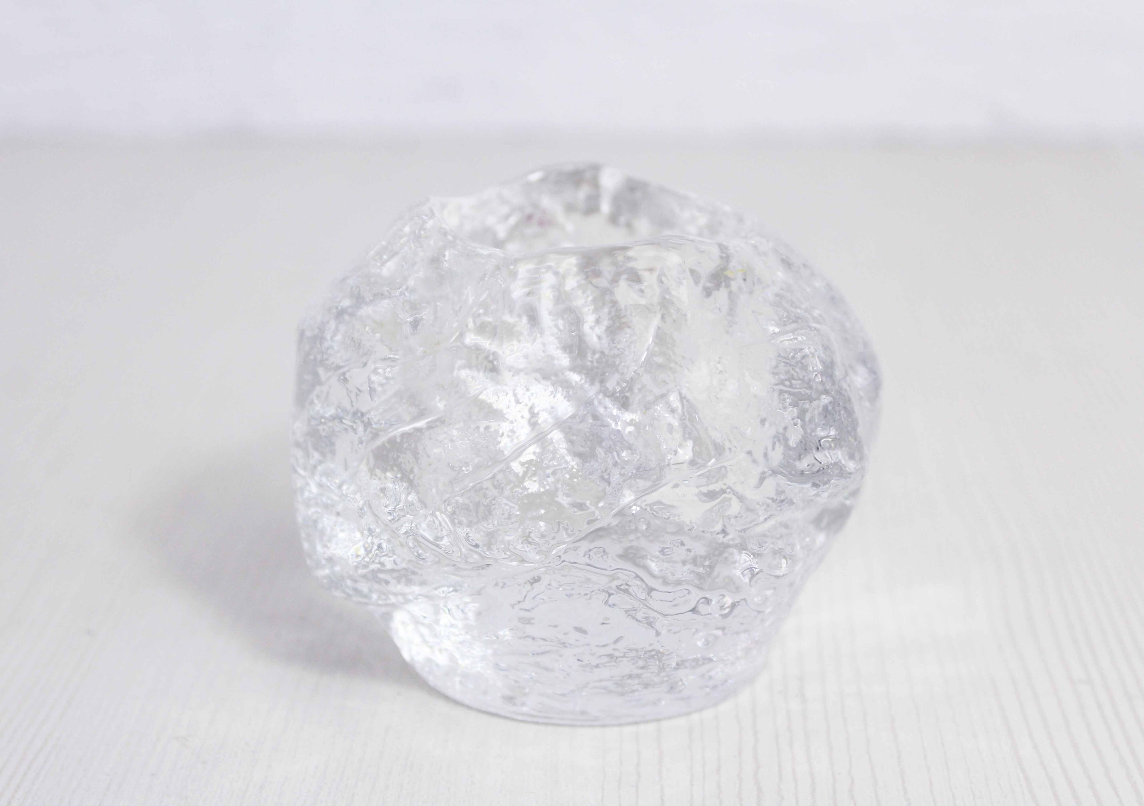 Glass "snowball" tealight candle holder