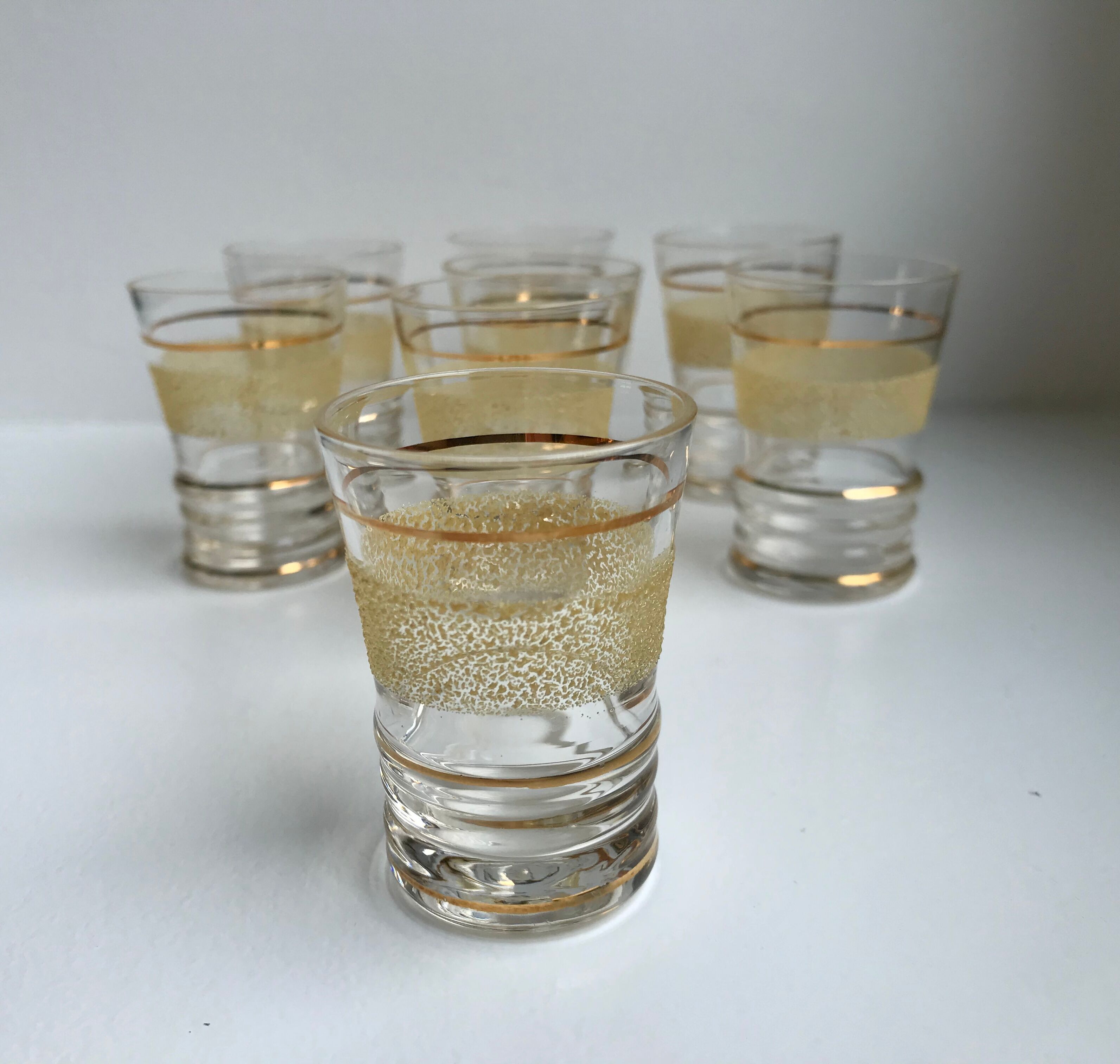 Service à liqueur granité jaune et doré années 50-60