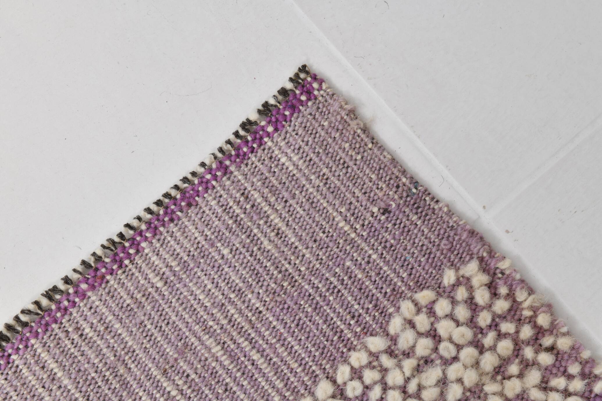 Tapis Kilim rose et beige 2x6, 68x178 cm