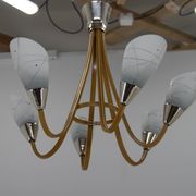 Mid-Century Wood & Glass Chandelier by Dřevo Humpolec, 1960s