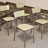 Set of 4 light yellow formica chairs