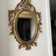Petit miroir ovale signé Tallandier en laiton doré style Rococo – 30x2