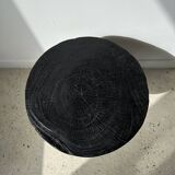 Solid wood (monoxyl) side table, organic shape, black color