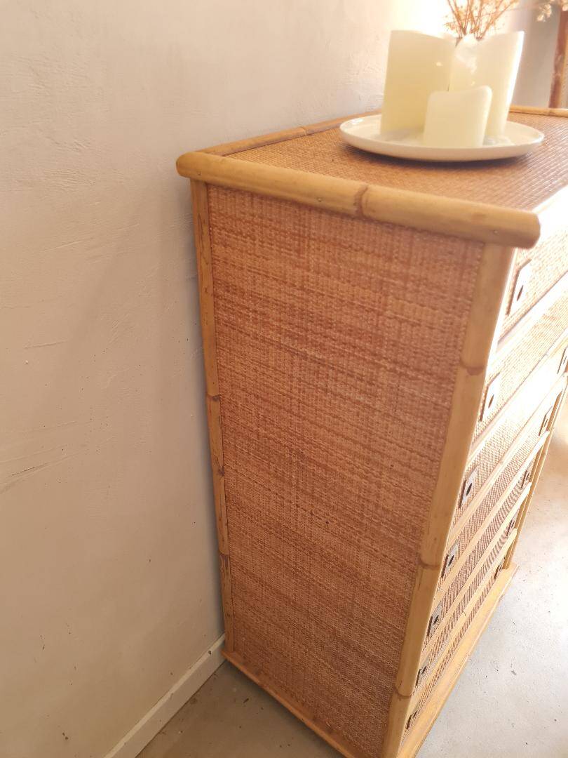 Dal Vera rattan chest of drawers, Italy circa 1970