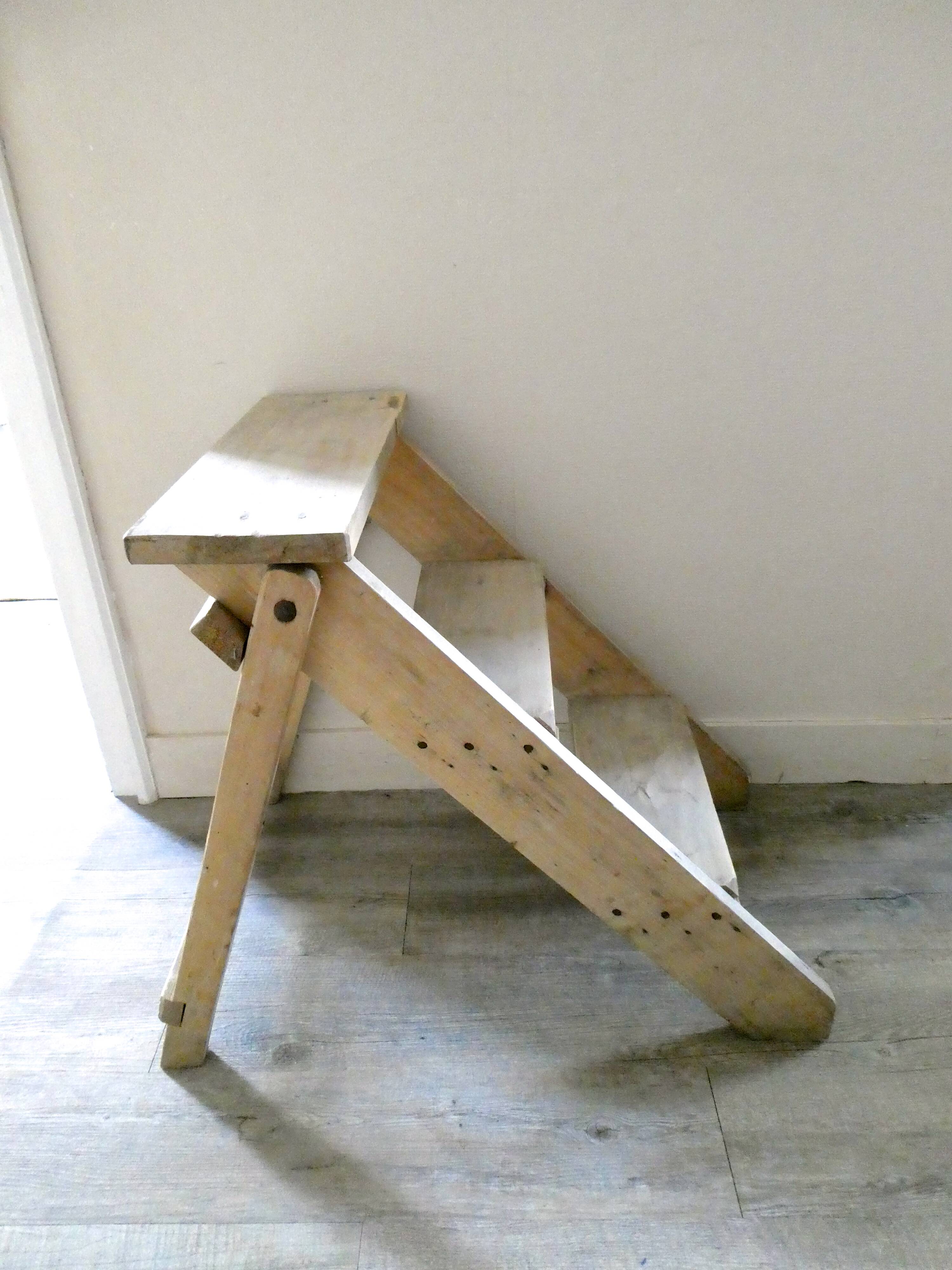 Stepladder 3 steps in solid wood