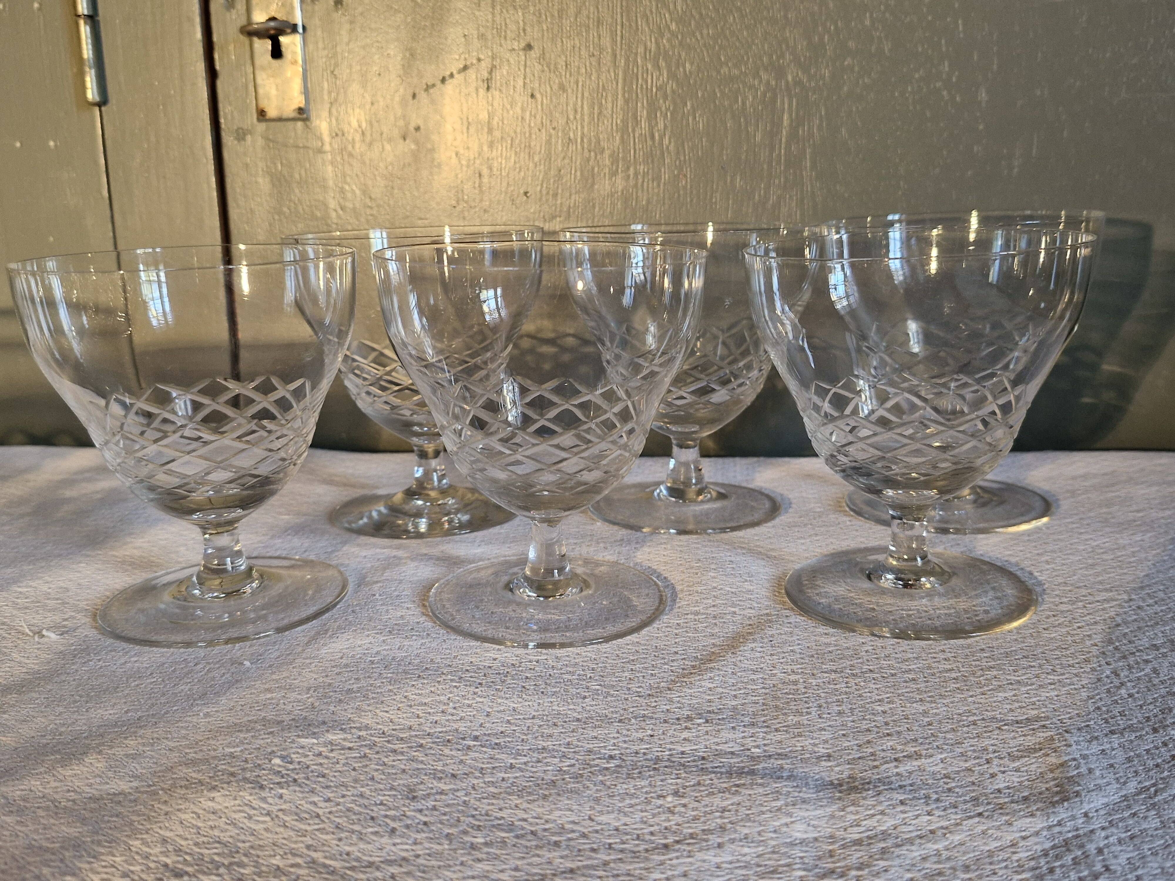 6 Cut Crystal Water Glasses, Circa 1930