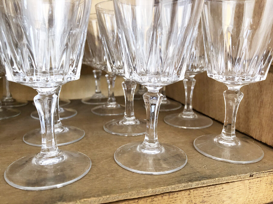 12 cut crystal wine glasses, 1970