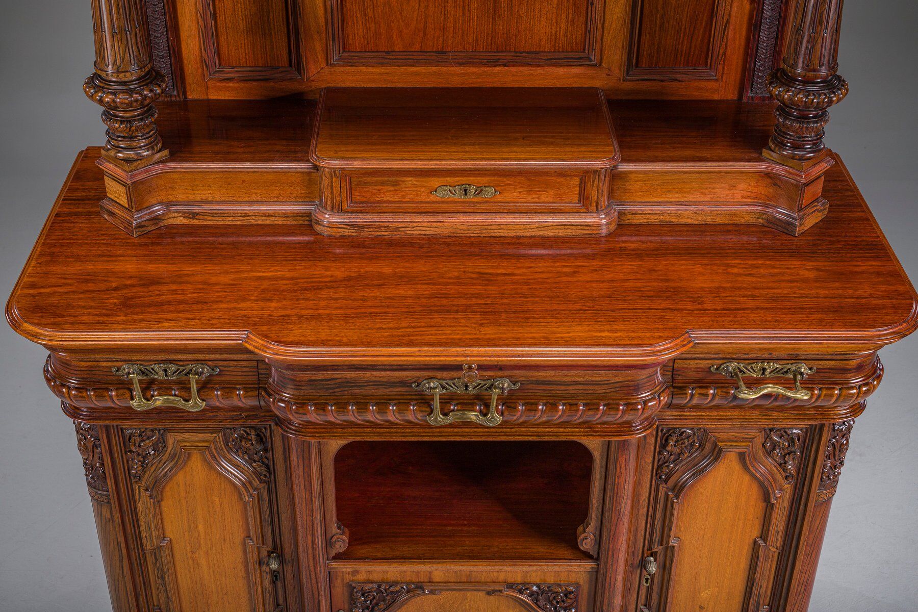 Buffet néo-baroque allemand en noyer et acajou, années 1890