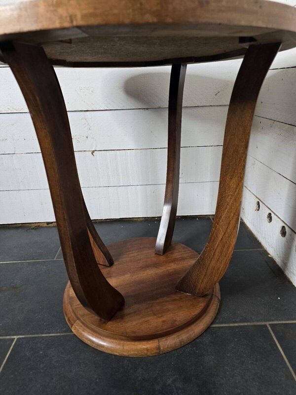 table guéridon vintage en marqueterie