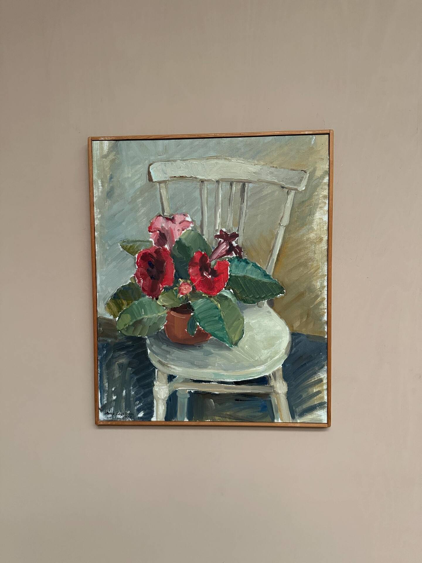 Huile sur toile originale suédoise – “Gloxinée” par Aina Engström